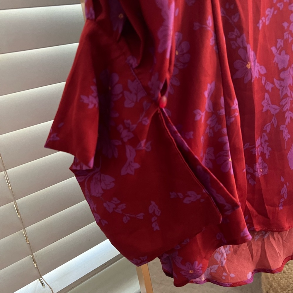 Free People Red and Purple Floral Long Sleeve Dress - Picture 7 of 9
